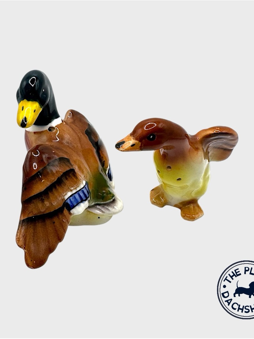 Vintage Ceramic Mallard Duck Salt and Pepper Shakers - Brown/Yellow